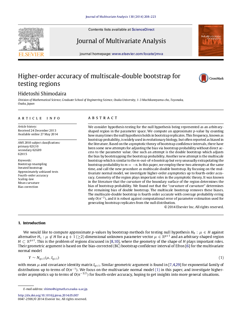 Higher-order accuracy of multiscale-double bootstrap for testing regions