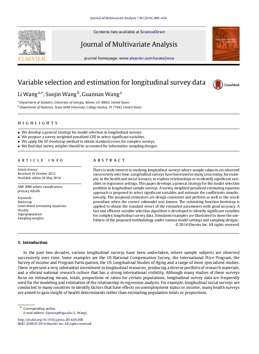 Variable selection and estimation for longitudinal survey data