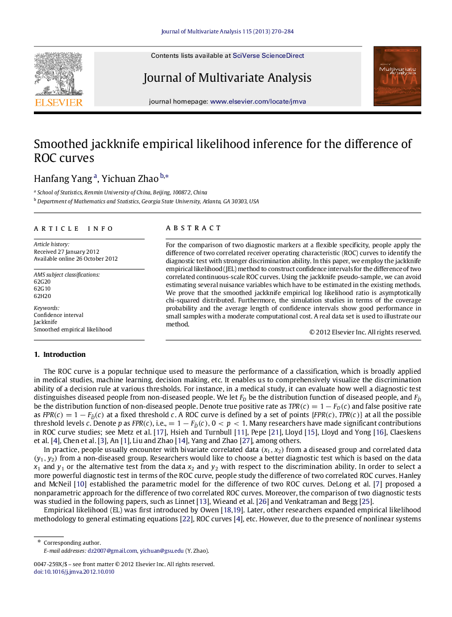 Smoothed jackknife empirical likelihood inference for the difference of ROC curves