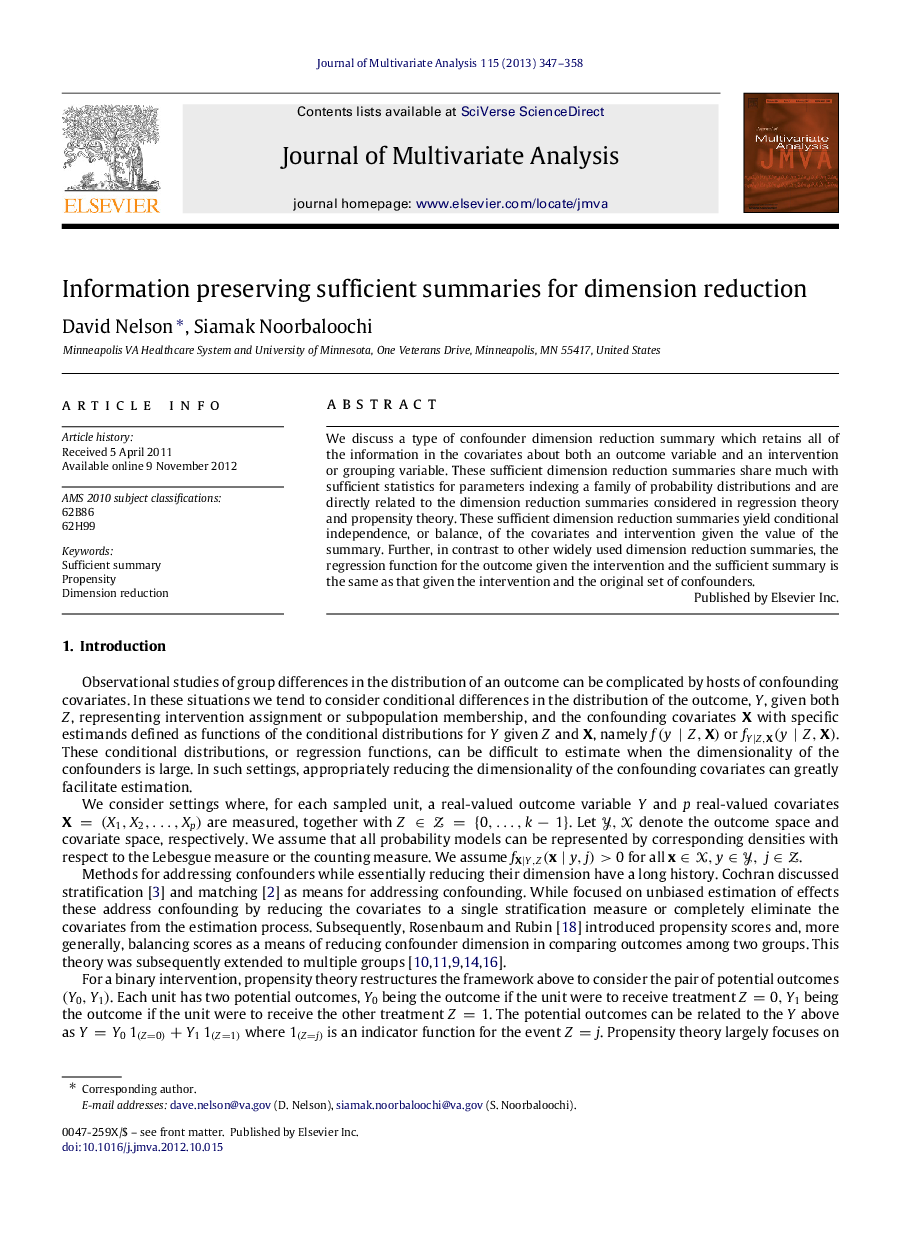 Information preserving sufficient summaries for dimension reduction