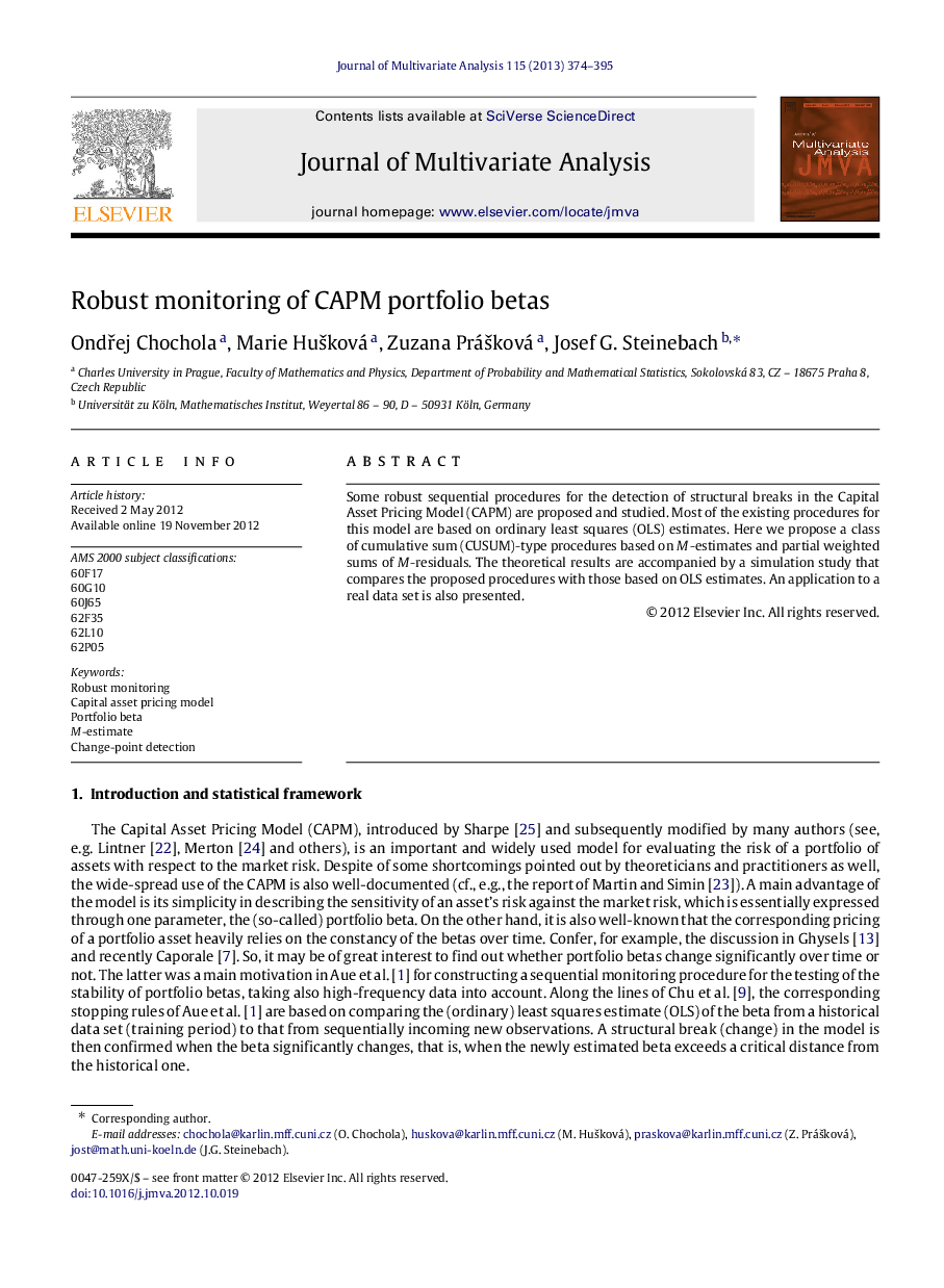 Robust monitoring of CAPM portfolio betas