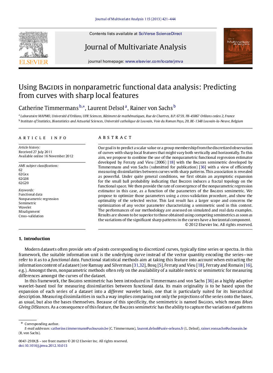 Using Bagidis in nonparametric functional data analysis: Predicting from curves with sharp local features