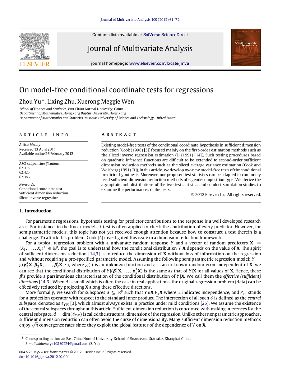 On model-free conditional coordinate tests for regressions