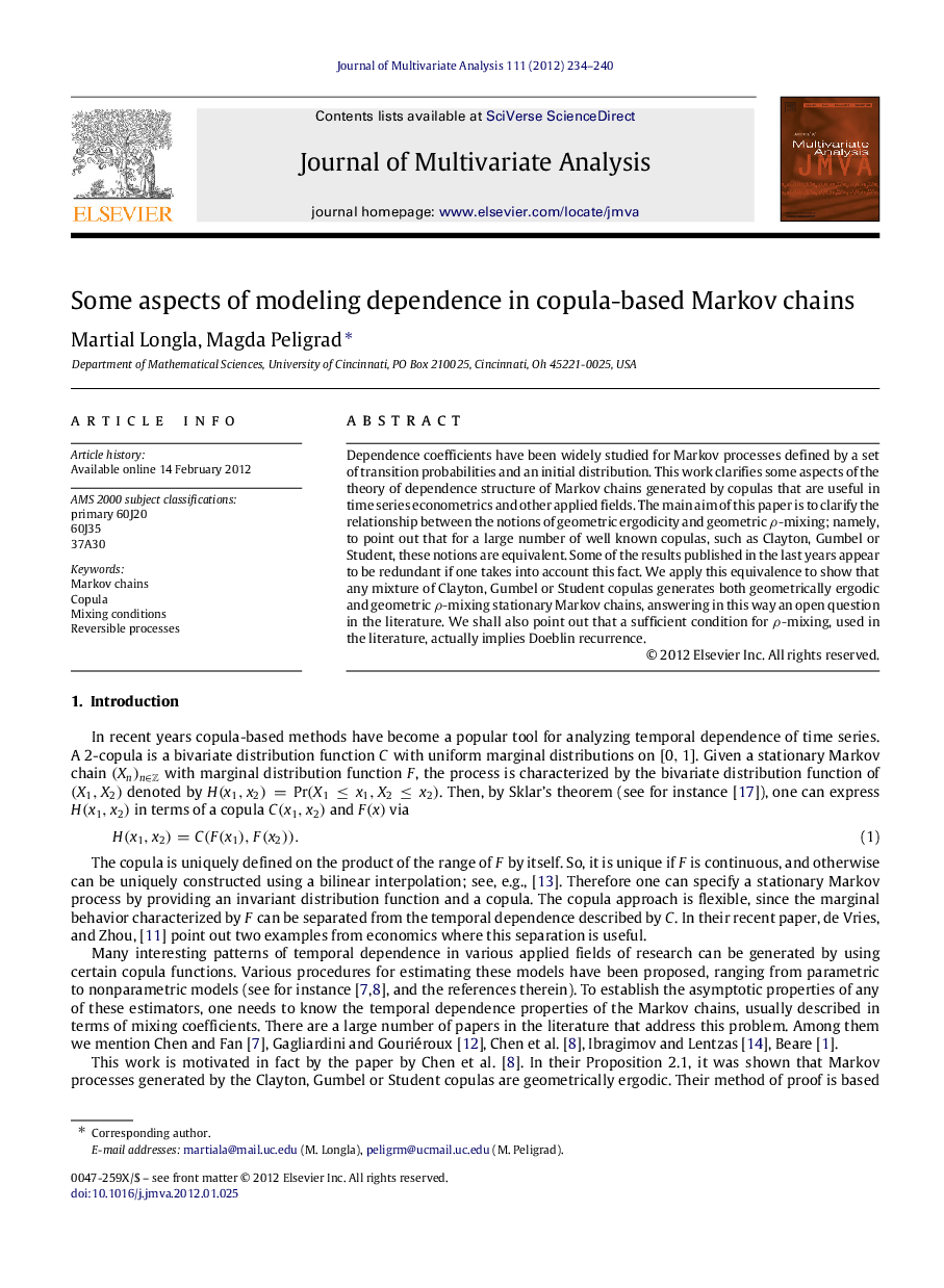 Some aspects of modeling dependence in copula-based Markov chains