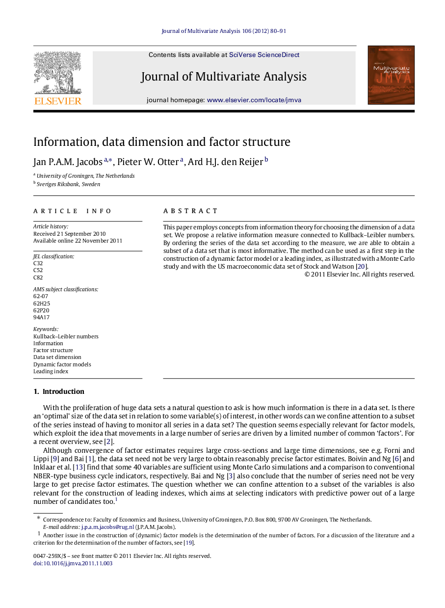 Information, data dimension and factor structure