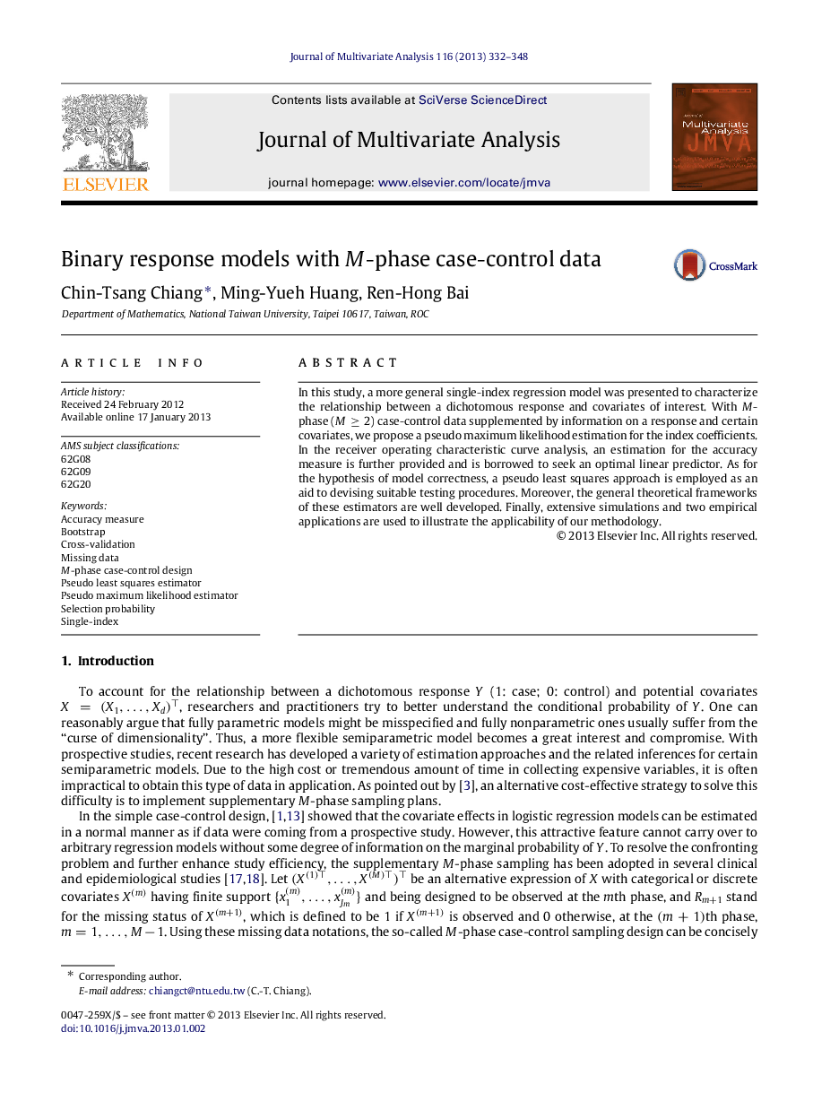 Binary response models with M-phase case-control data