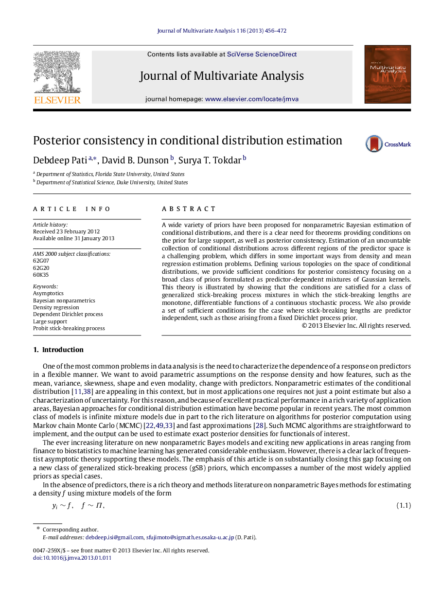 Posterior consistency in conditional distribution estimation