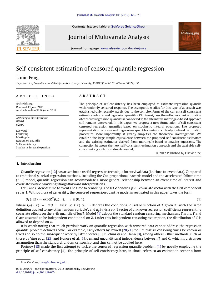 Self-consistent estimation of censored quantile regression