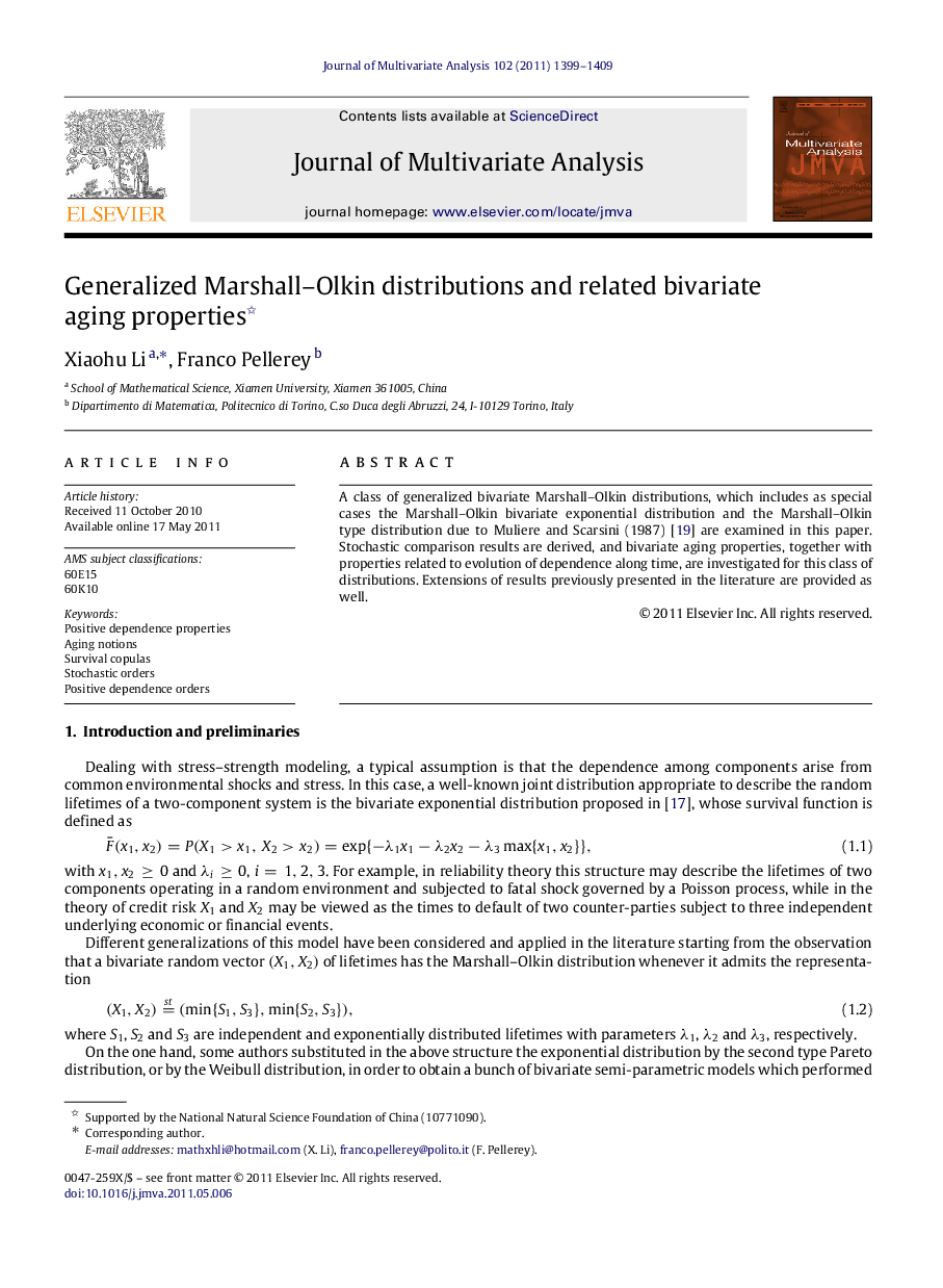 Generalized Marshall-Olkin distributions and related bivariate aging properties