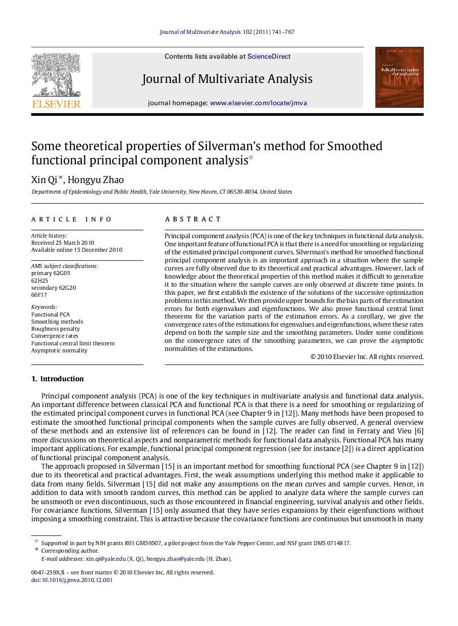 Some theoretical properties of Silverman’s method for Smoothed functional principal component analysis 