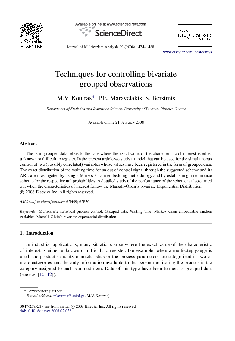 Techniques for controlling bivariate grouped observations