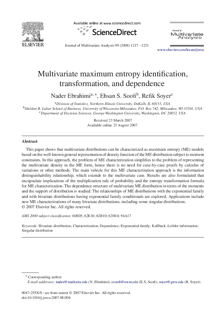 Multivariate maximum entropy identification, transformation, and dependence