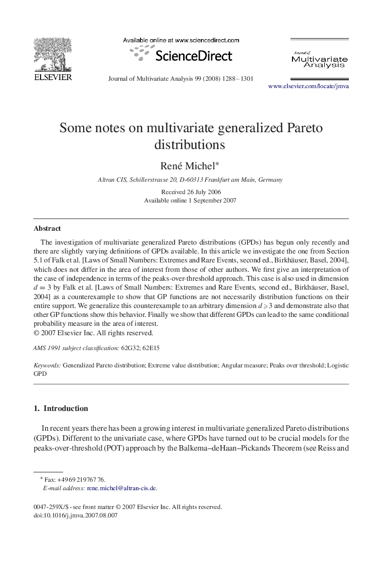 Some notes on multivariate generalized Pareto distributions