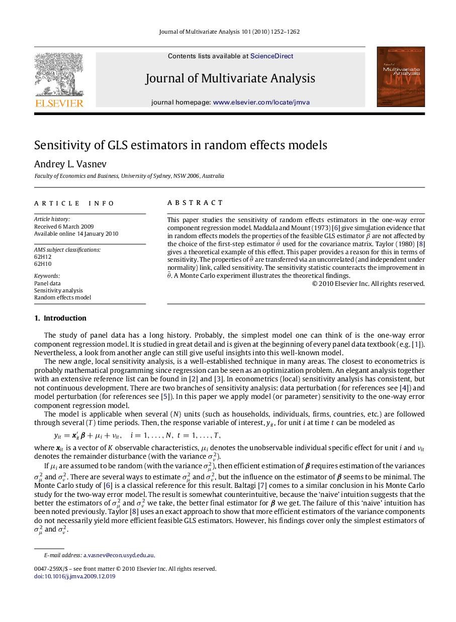 Sensitivity of GLS estimators in random effects models