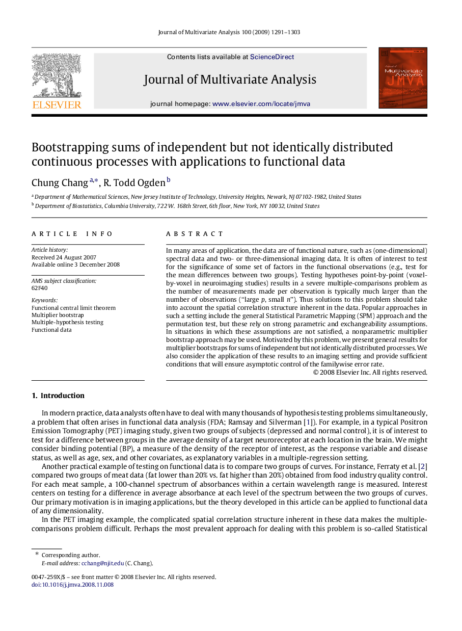 Bootstrapping sums of independent but not identically distributed continuous processes with applications to functional data