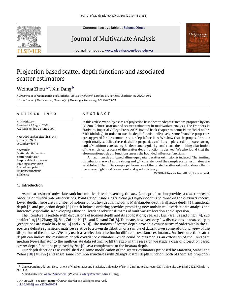 Projection based scatter depth functions and associated scatter estimators