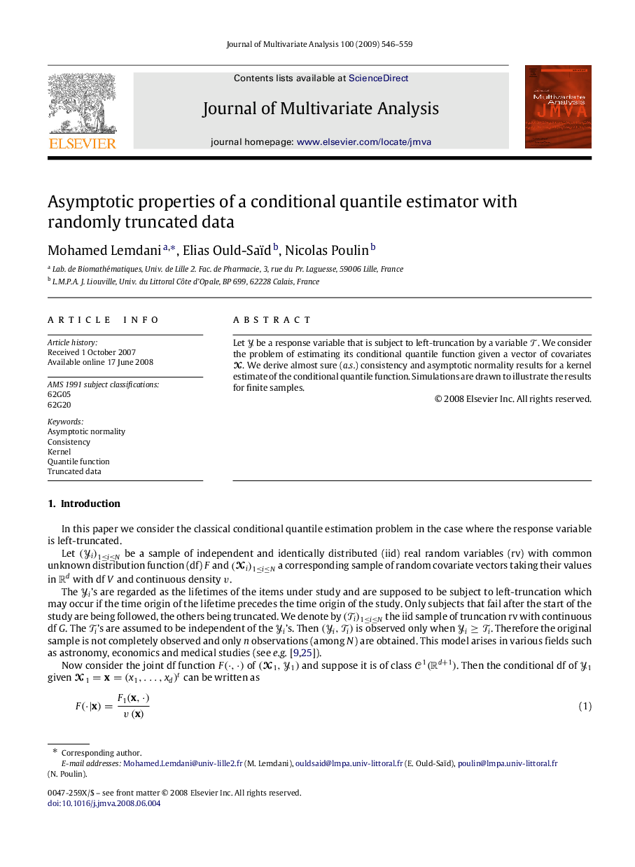 Asymptotic properties of a conditional quantile estimator with randomly truncated data