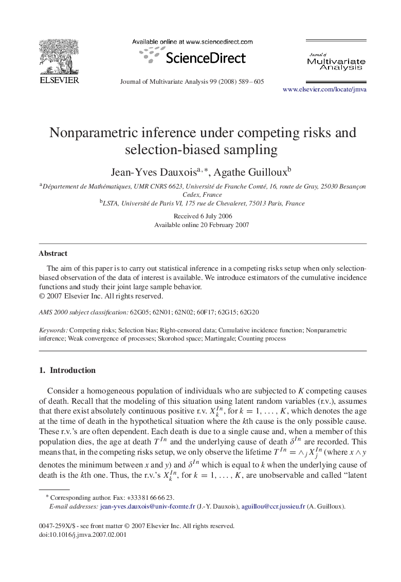 Nonparametric inference under competing risks and selection-biased sampling