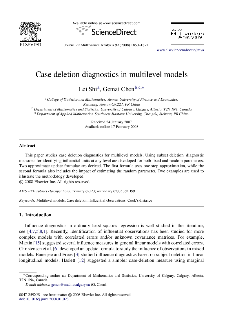 Case deletion diagnostics in multilevel models