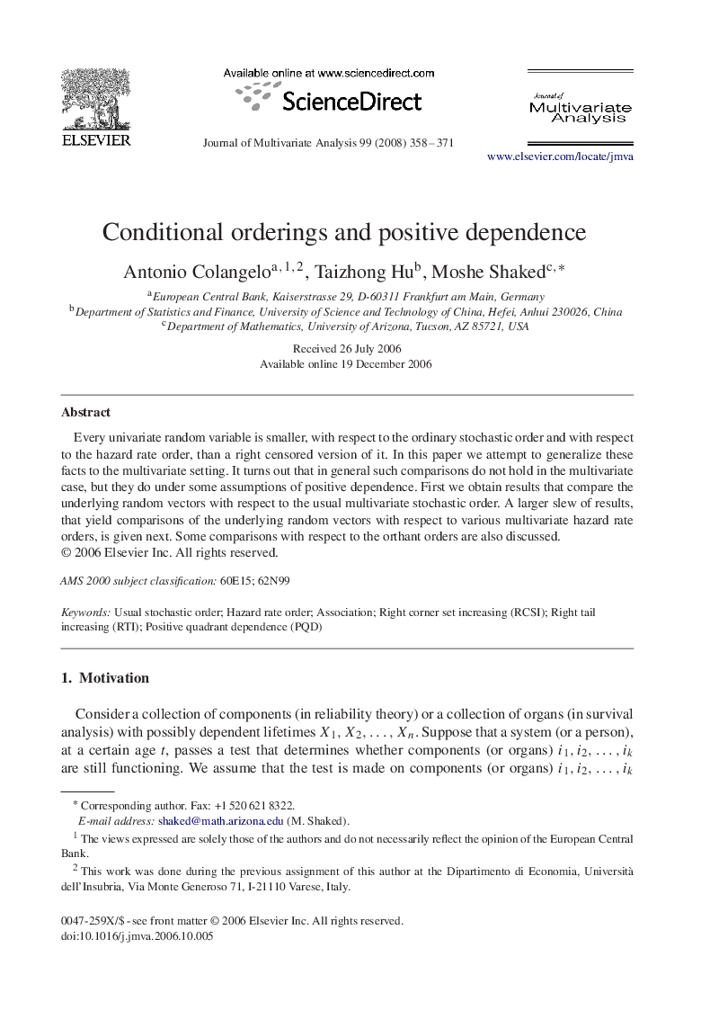 Conditional orderings and positive dependence