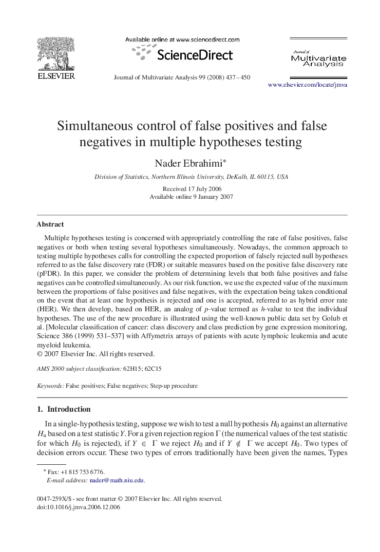 Simultaneous control of false positives and false negatives in multiple hypotheses testing