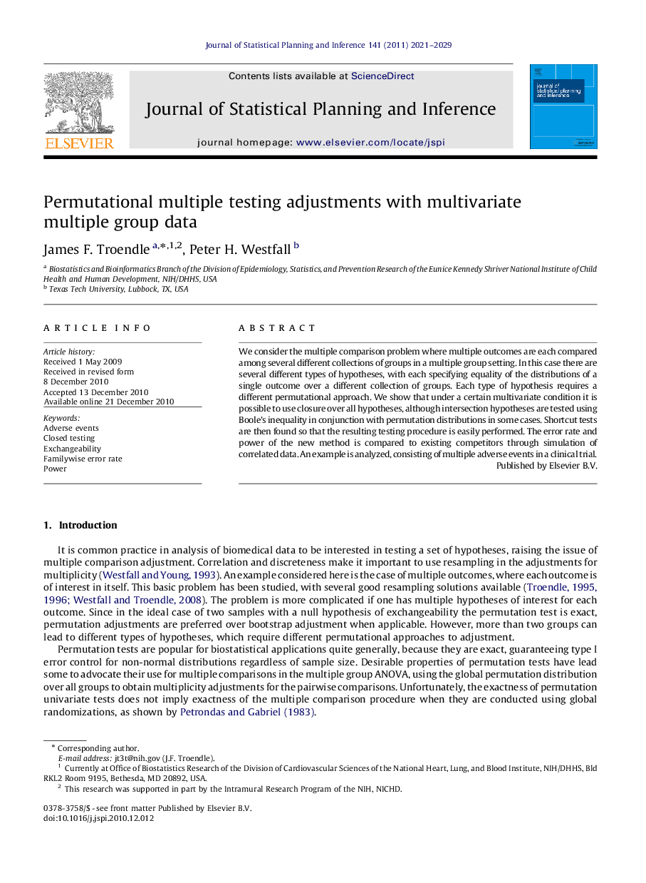 Permutational multiple testing adjustments with multivariate multiple group data