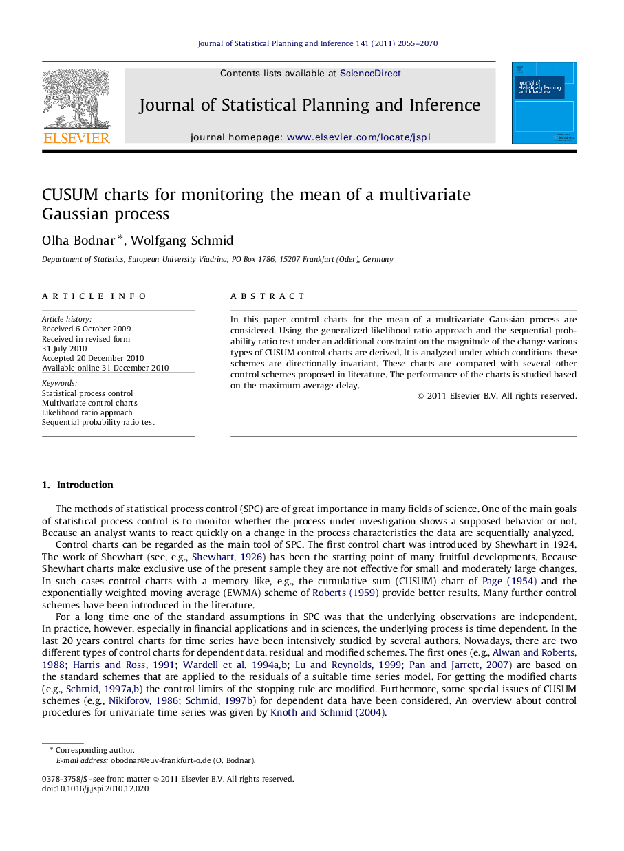 CUSUM charts for monitoring the mean of a multivariate Gaussian process