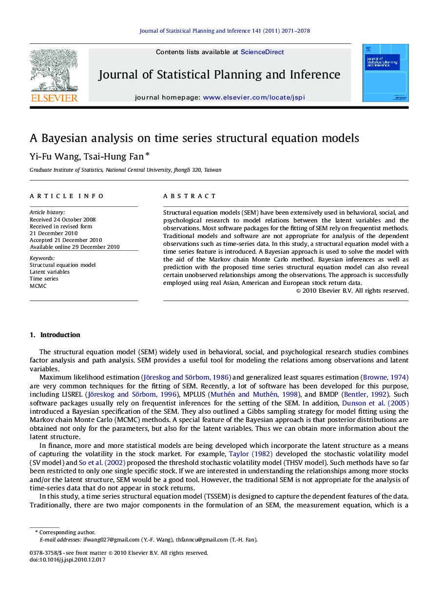 A Bayesian analysis on time series structural equation models