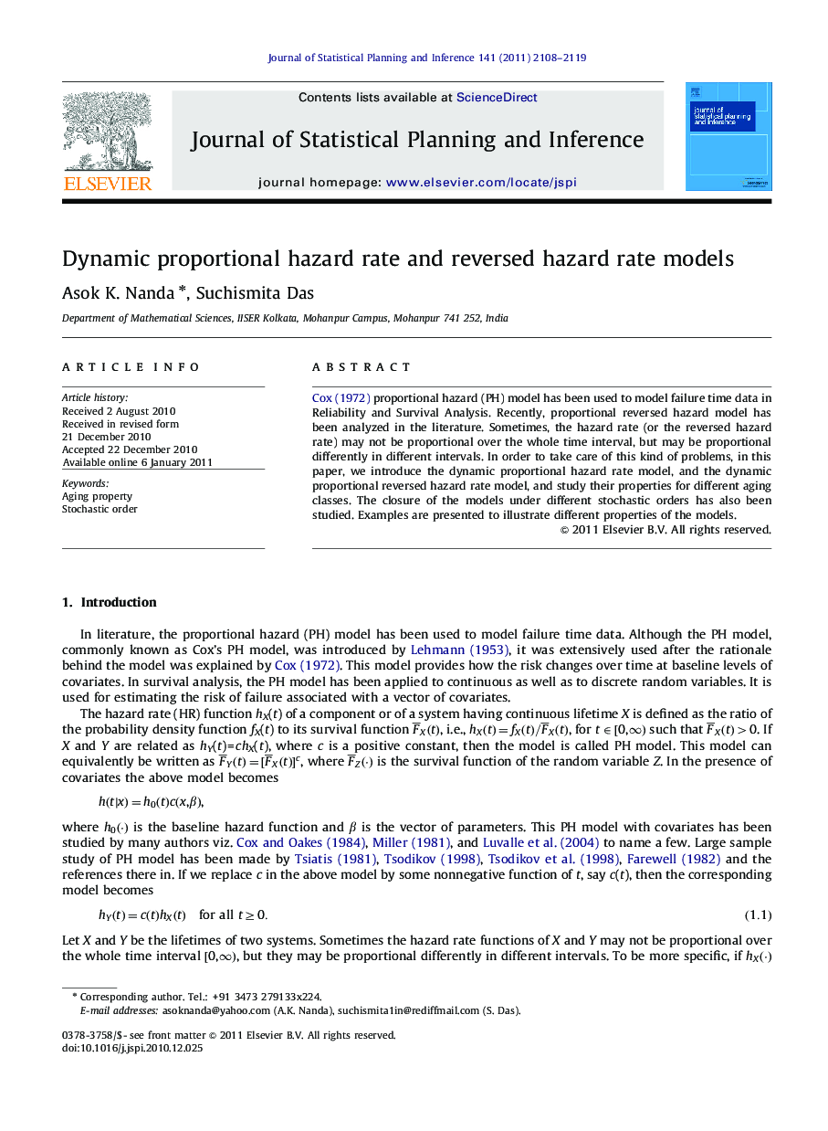 Dynamic proportional hazard rate and reversed hazard rate models