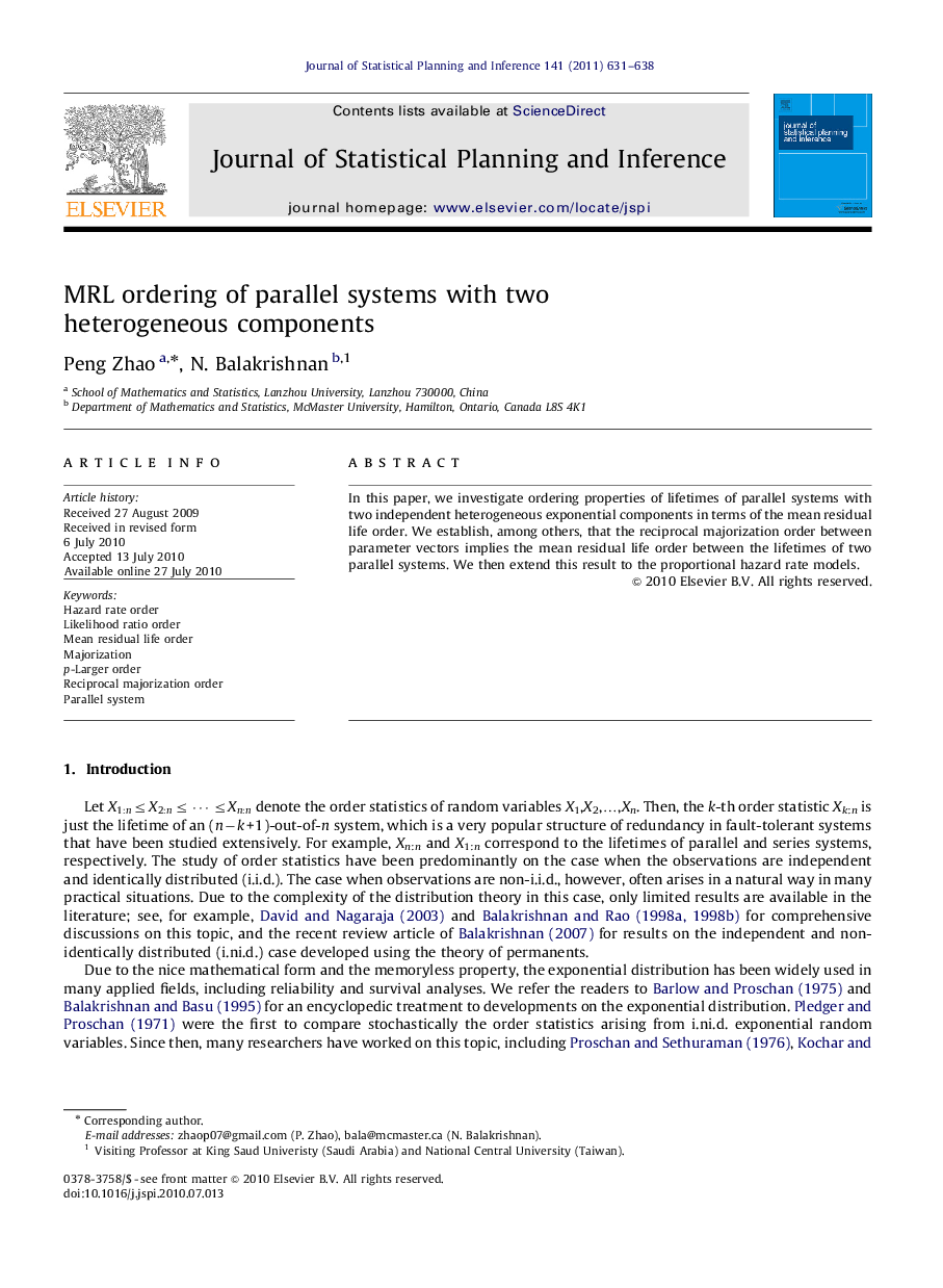 MRL ordering of parallel systems with two heterogeneous components