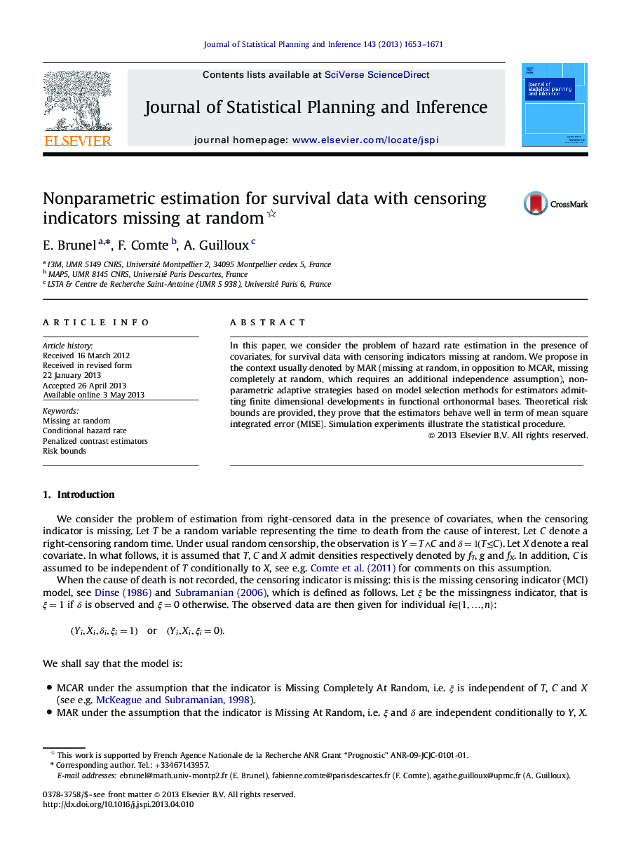 Nonparametric estimation for survival data with censoring indicators missing at random