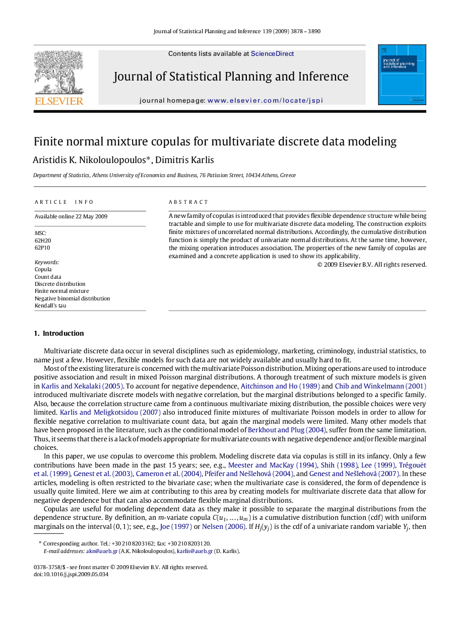 Finite normal mixture copulas for multivariate discrete data modeling