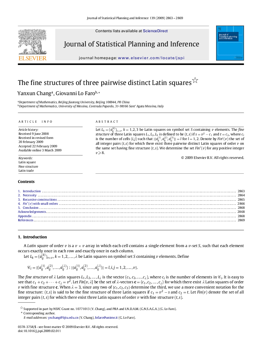 The fine structures of three pairwise distinct Latin squares