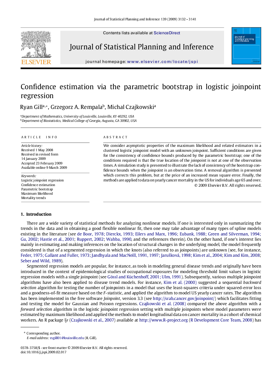 Confidence estimation via the parametric bootstrap in logistic joinpoint regression