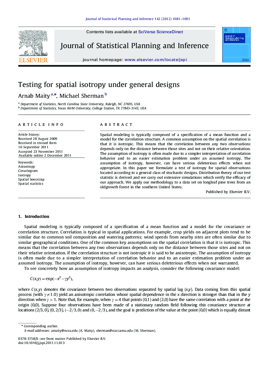 Testing for spatial isotropy under general designs