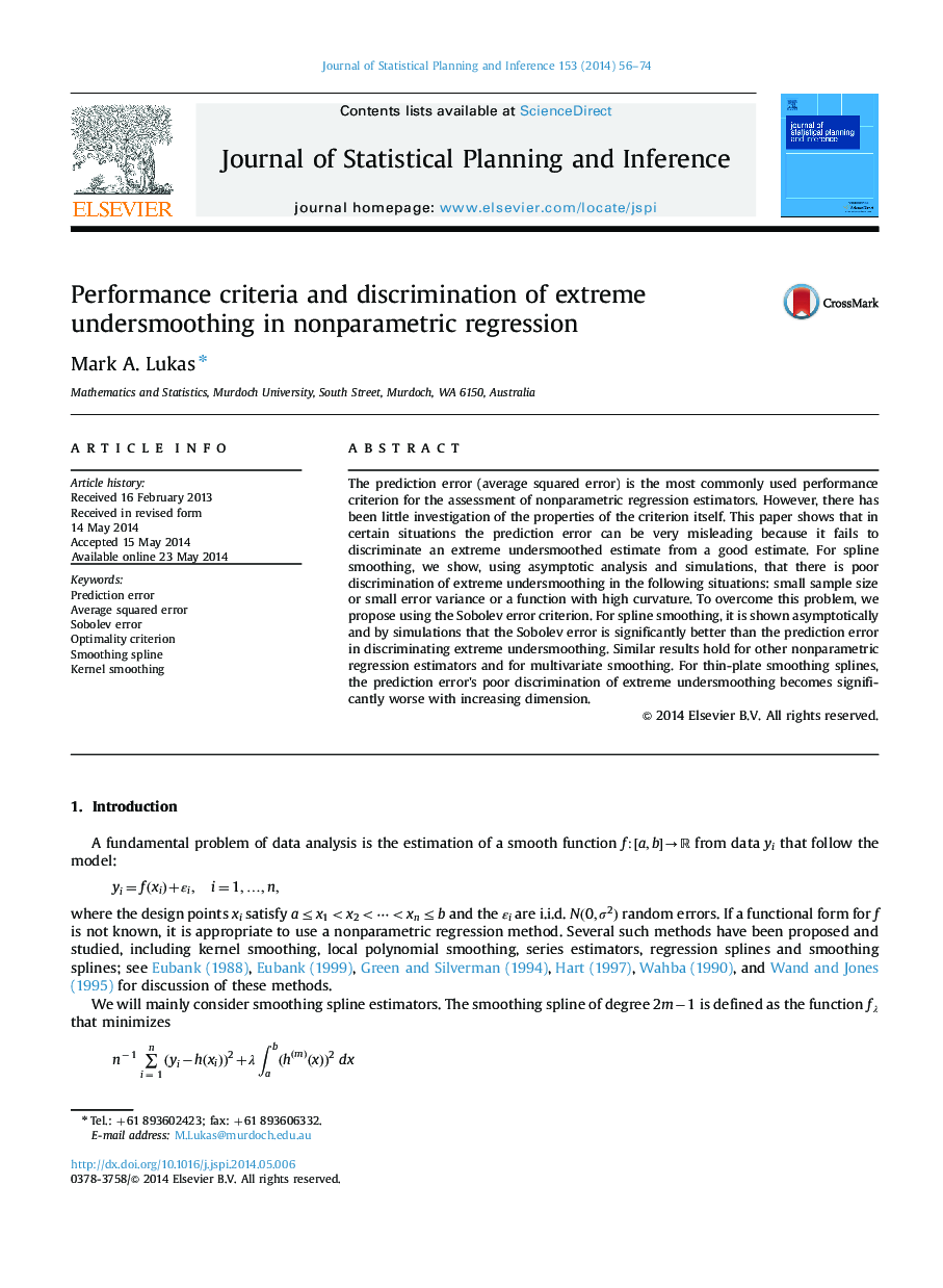 Performance criteria and discrimination of extreme undersmoothing in nonparametric regression