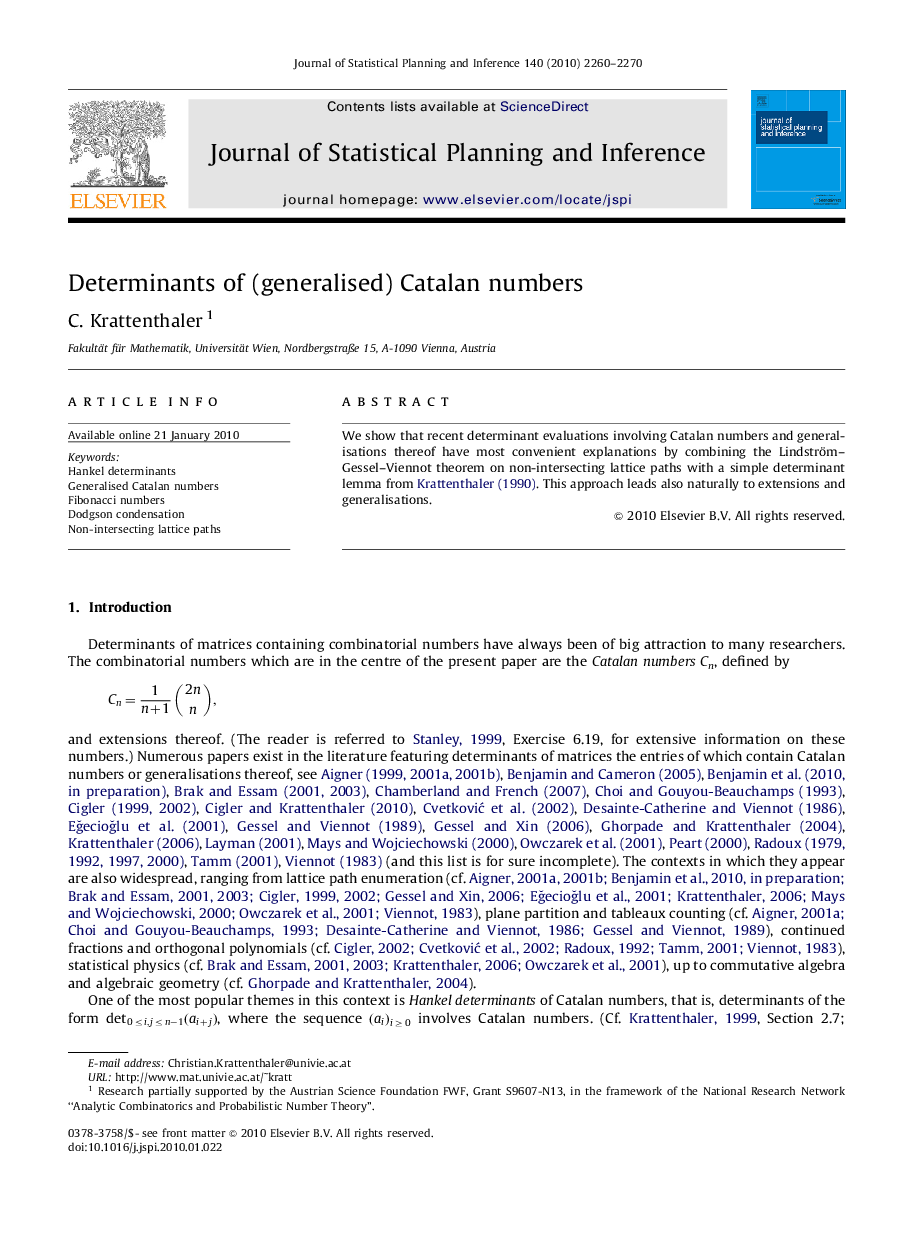 Determinants of (generalised) Catalan numbers