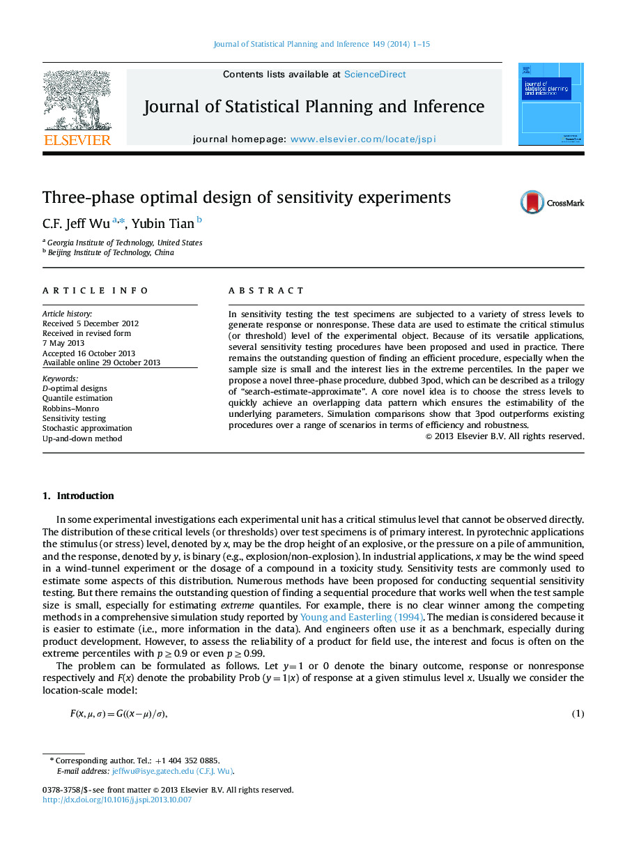 Three-phase optimal design of sensitivity experiments