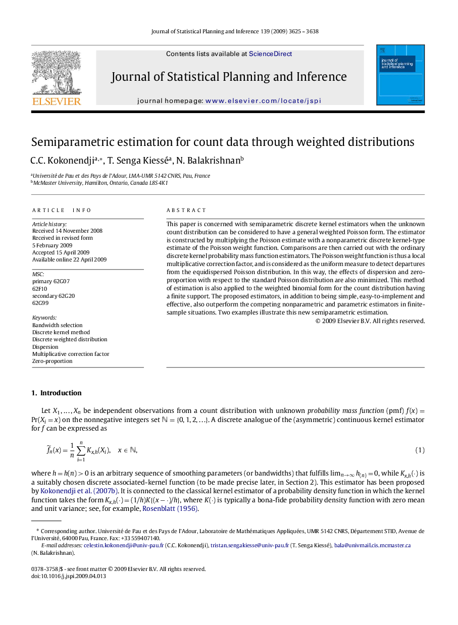 Semiparametric estimation for count data through weighted distributions