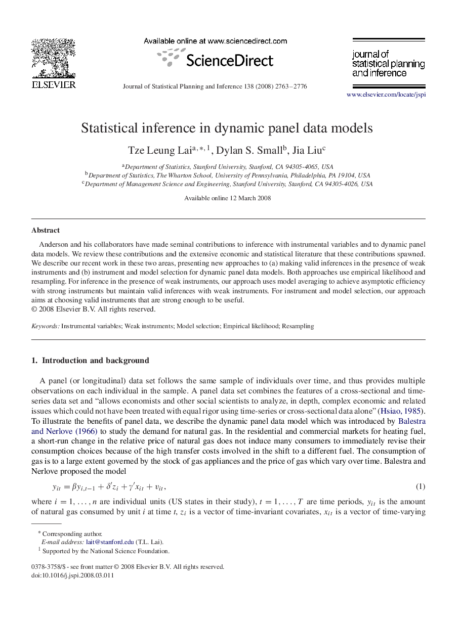 Statistical inference in dynamic panel data models