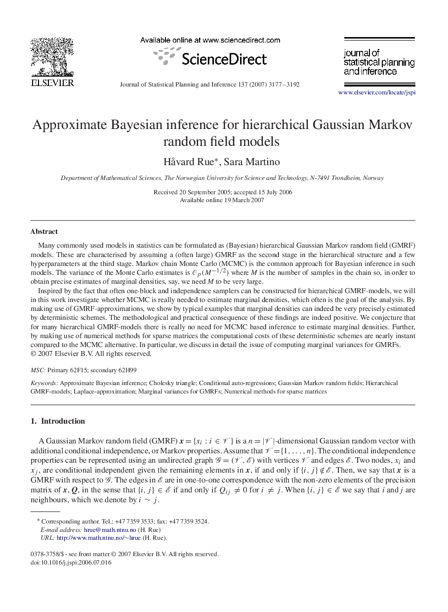 Approximate Bayesian inference for hierarchical Gaussian Markov random field models