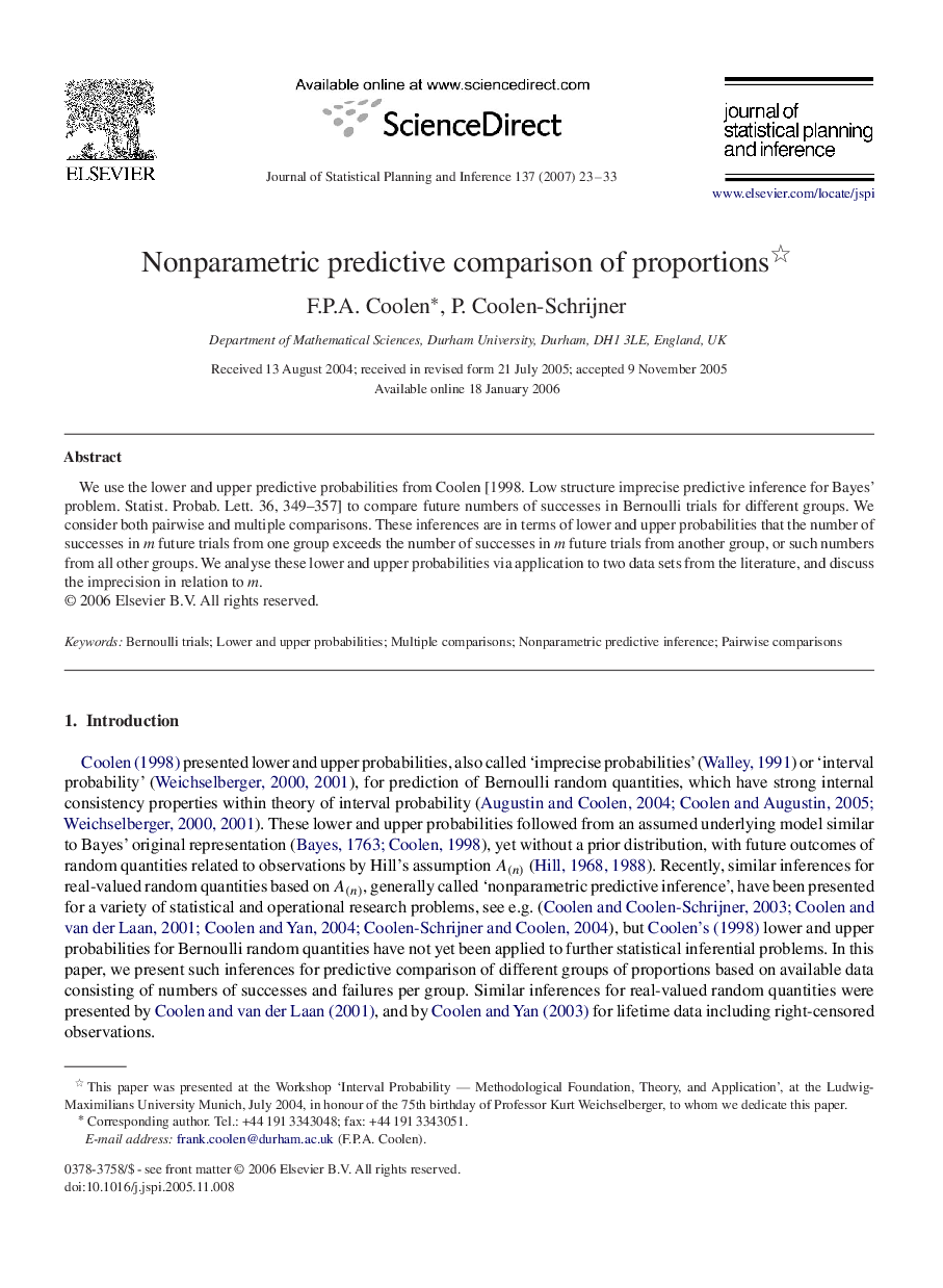 Nonparametric predictive comparison of proportions 