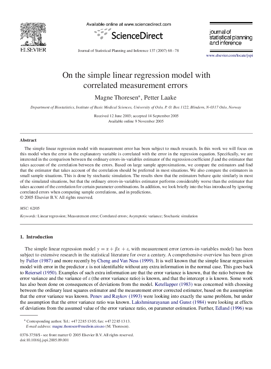 On the simple linear regression model with correlated measurement errors