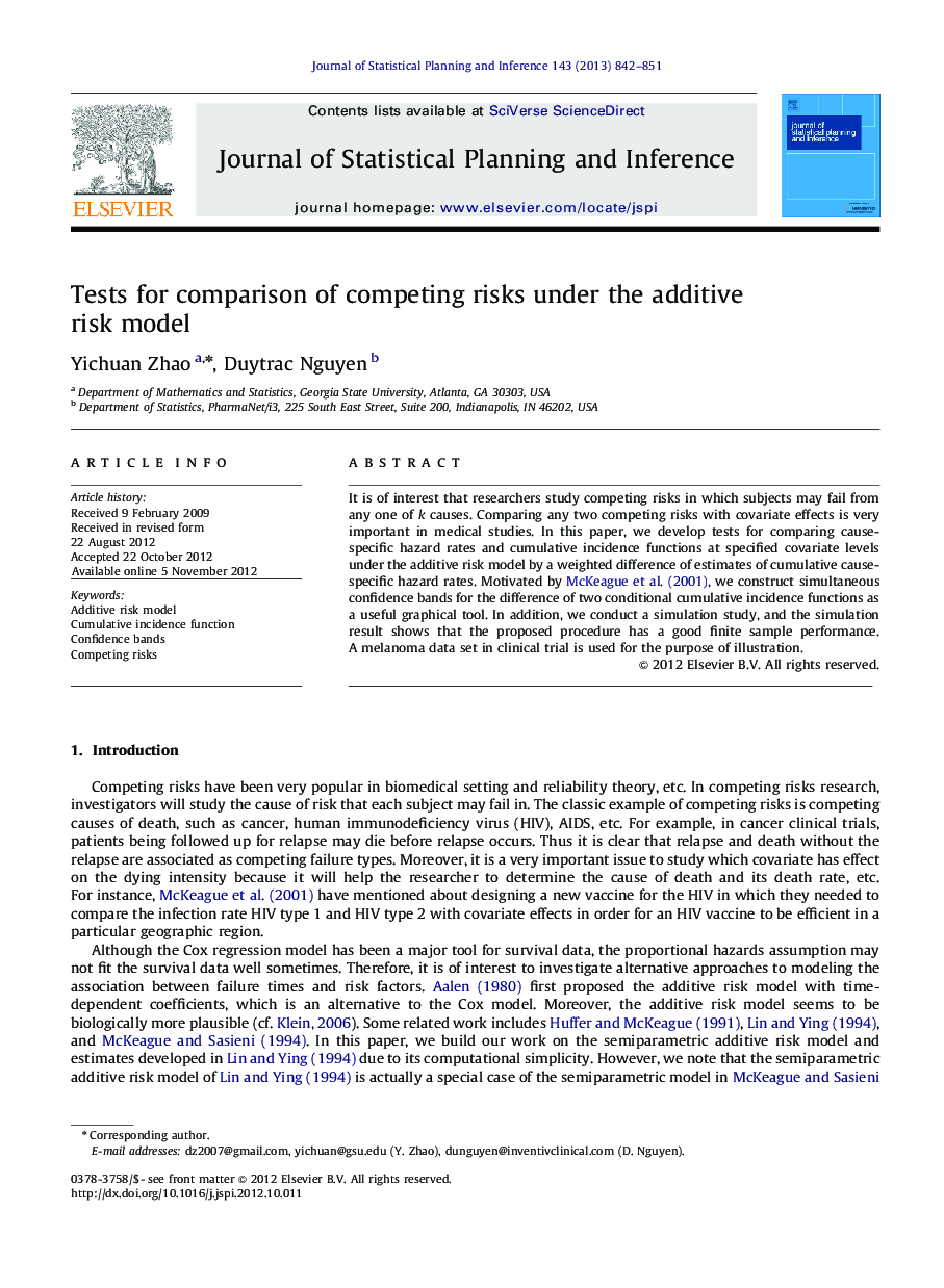 Tests for comparison of competing risks under the additive risk model