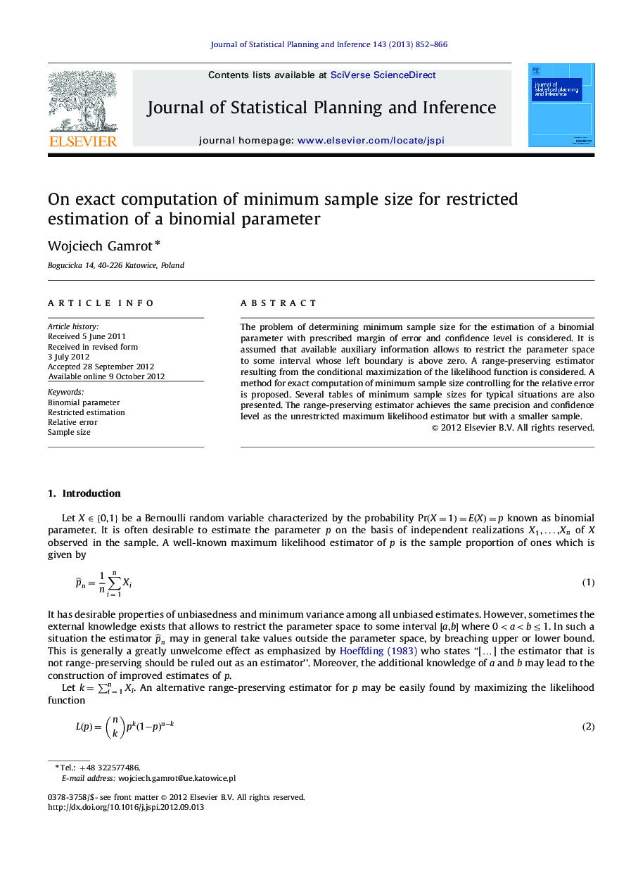 On exact computation of minimum sample size for restricted estimation of a binomial parameter