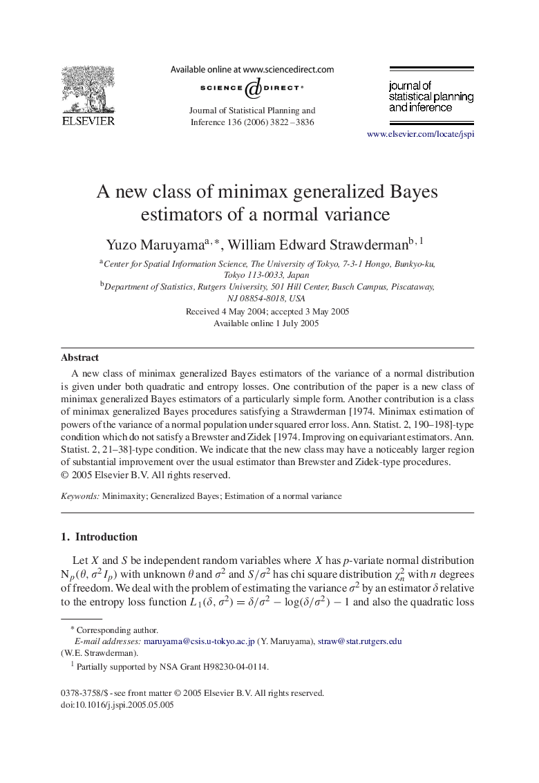 A new class of minimax generalized Bayes estimators of a normal variance