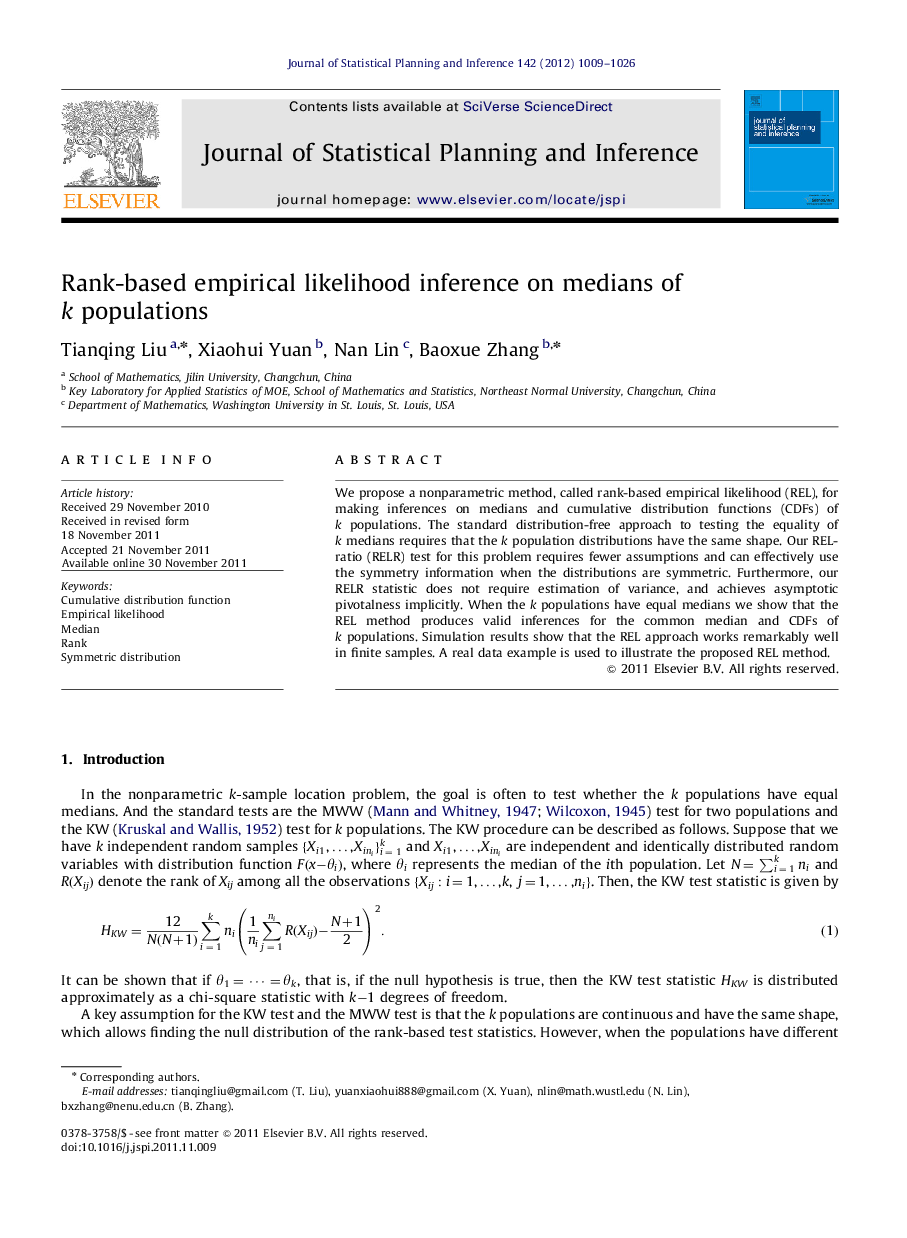 Rank-based empirical likelihood inference on medians of k populations