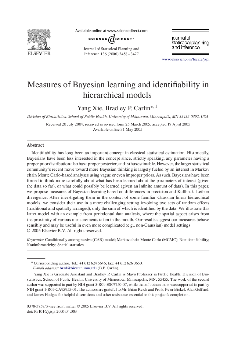 Measures of Bayesian learning and identifiability in hierarchical models