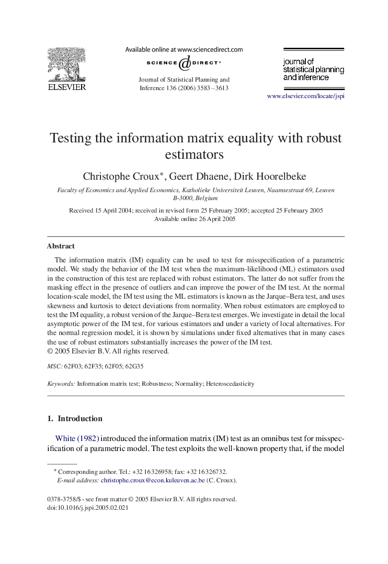 Testing the information matrix equality with robust estimators