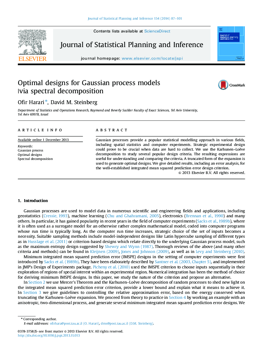 Optimal designs for Gaussian process models |via spectral decomposition